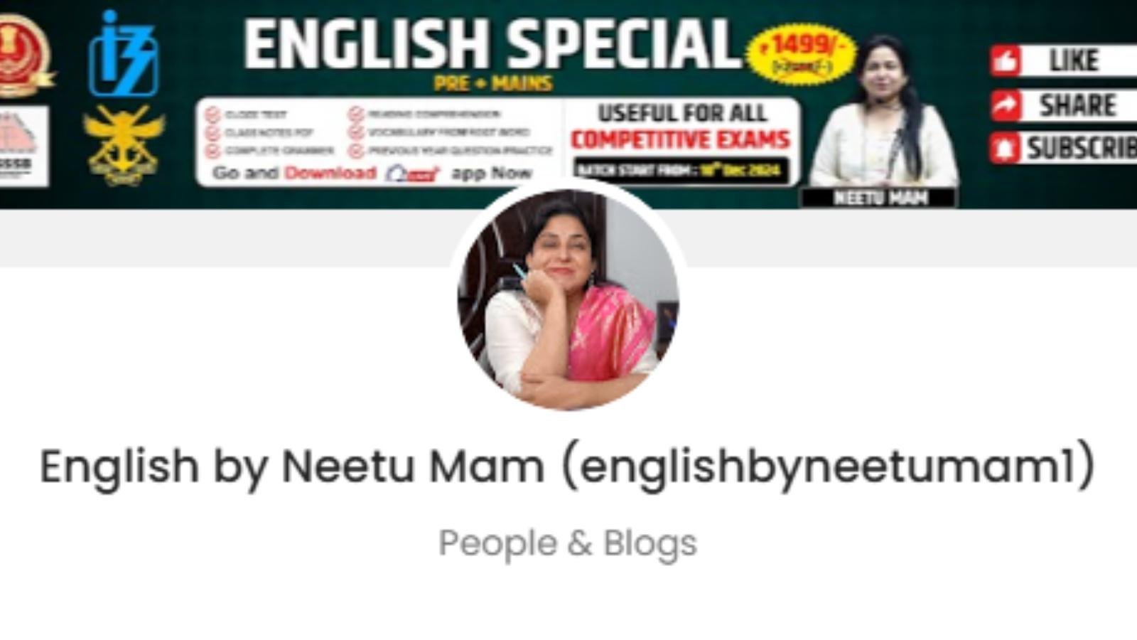 English By Neetu Mam Official Promotion Price: